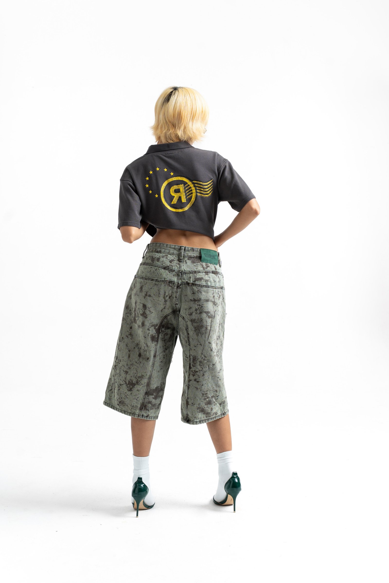 Coated Denim Shorts
